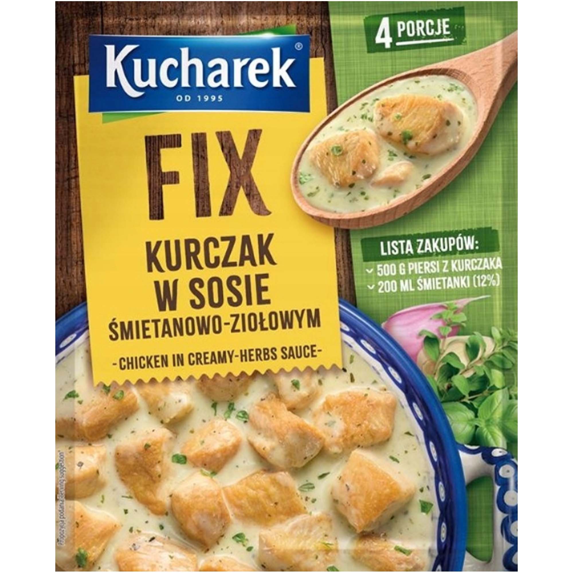 Kucharek FIX KURCZAK W SOSIE ŚMIETANOWO ZIOŁOWYM na 4 porcje - 30g