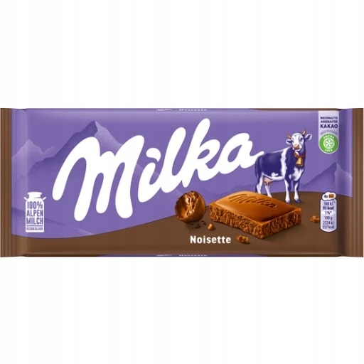 CZEKOLADA MLECZNA MILKA NOISETTE Z KREMEM ORZECHOWYM 100g