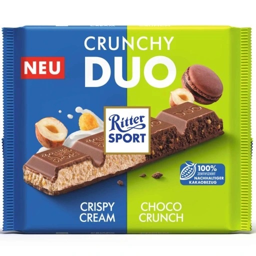 CZEKOLADA RITTER SPORT DUO CRUNCHY NADZIEWANA MLECZNA CRISPY CREAM 218g