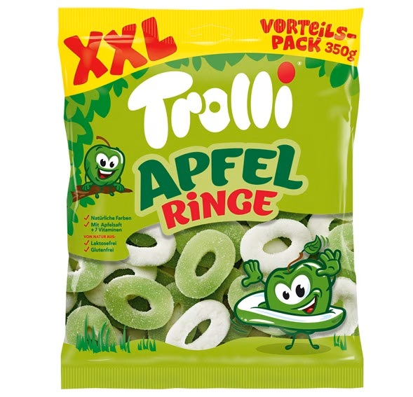 ŻELKI TROLLI APFEL RINGE JABŁKO KWAŚNE 350g