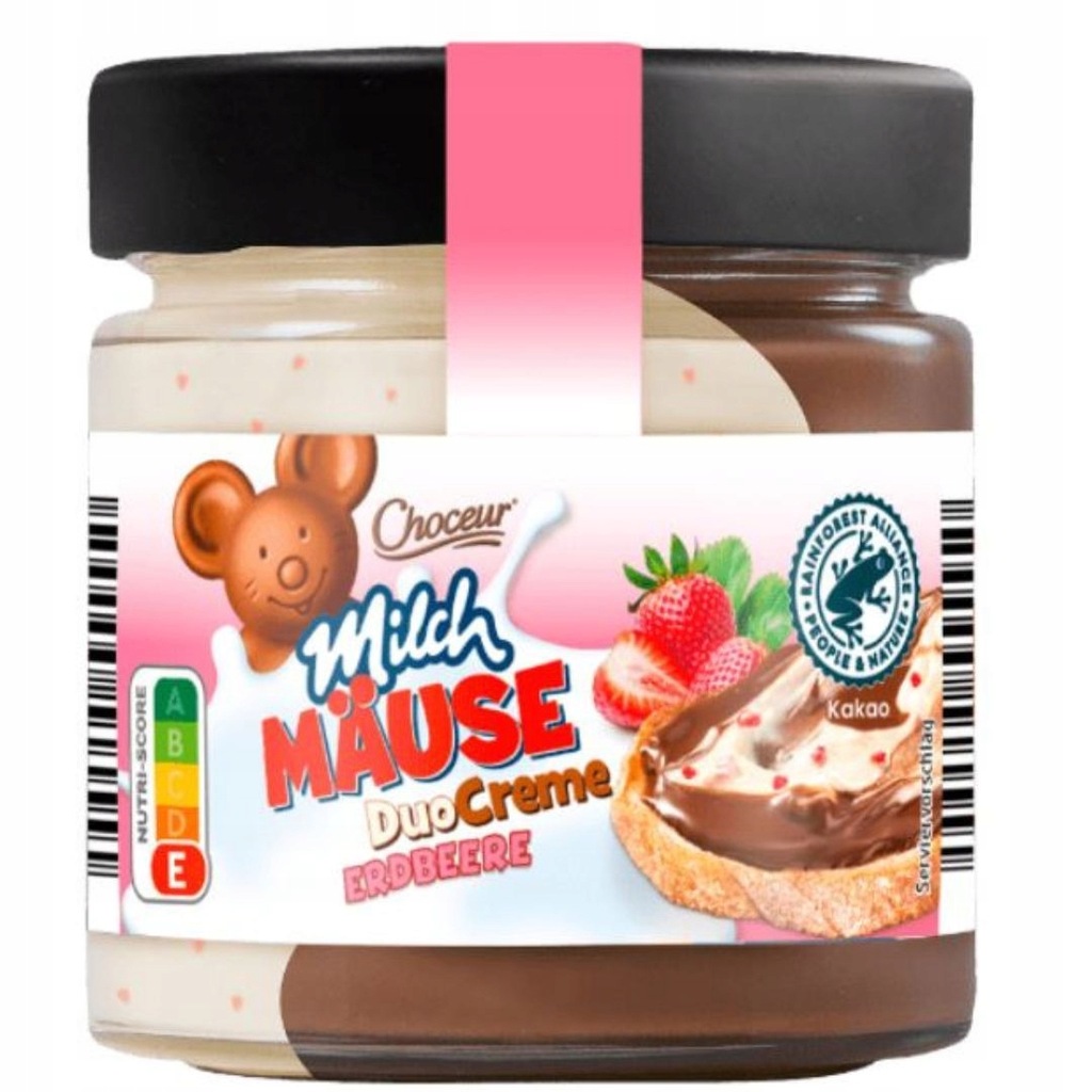 MILCH MAUSE DUO CREME BIAŁA MLECZNA CZEKOLADA MLEKO TRUSKAWKOWE 200g