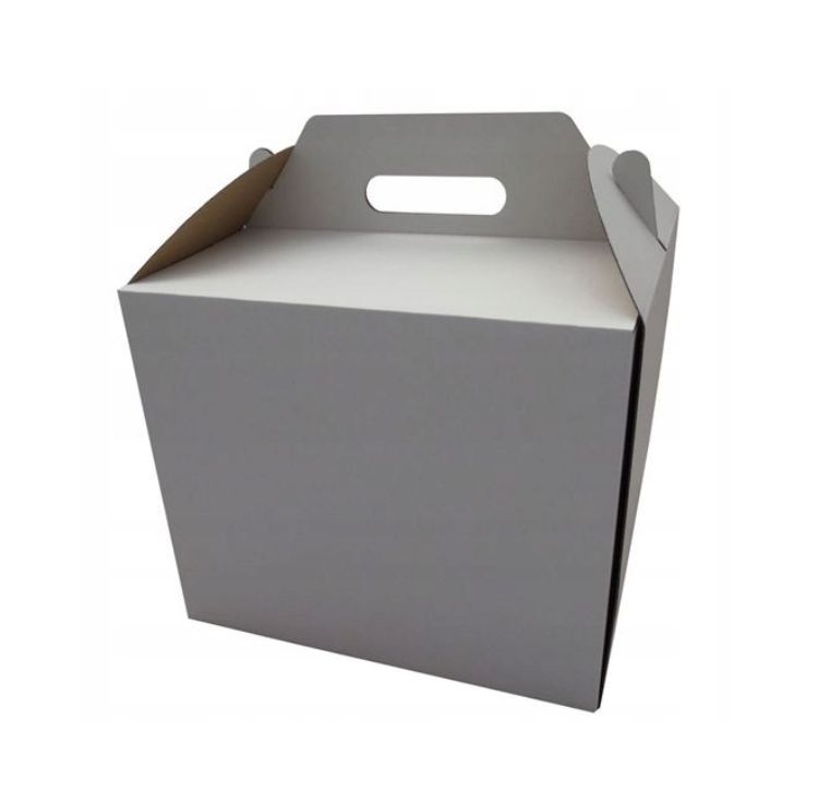 KARTON PUDEŁKO NA TORT BIAŁY Z UCHWYTEM 28x28x25cm