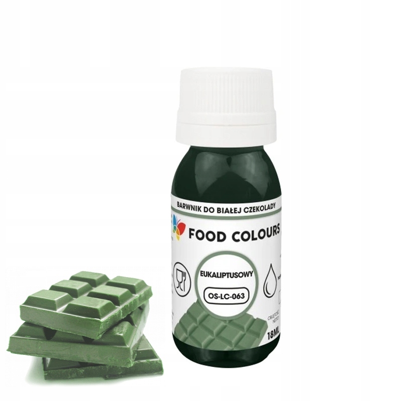 Barwnik Spożywczy Olejowy DO CZEKOLADY i mas tłustych 18ml ZIELONY EUKALIPT