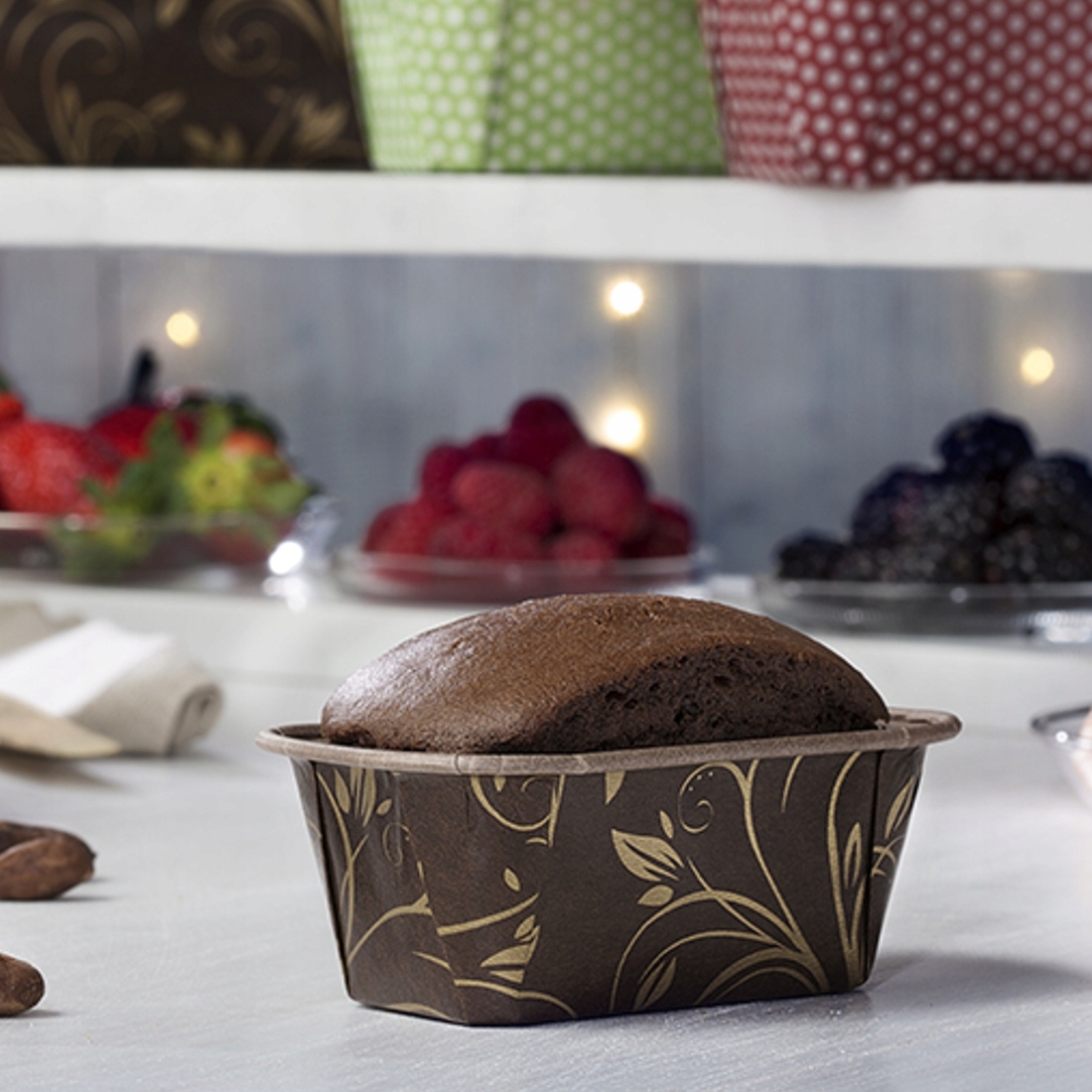 FORMY PAPIEROWE DO PIECZENIA prostokątne Plumpy Złoty Wzór 200x70x65 2szt