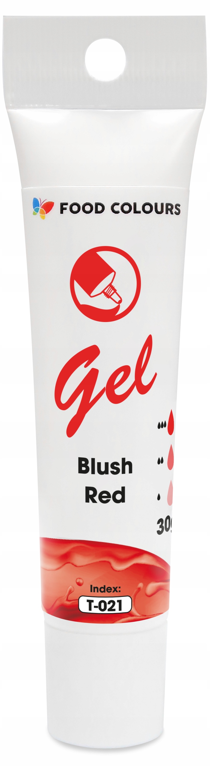 BARWNIK SPOŻYWCZY W ŻELU - T-021 Blush Red Pastelowy Czerwony 30g