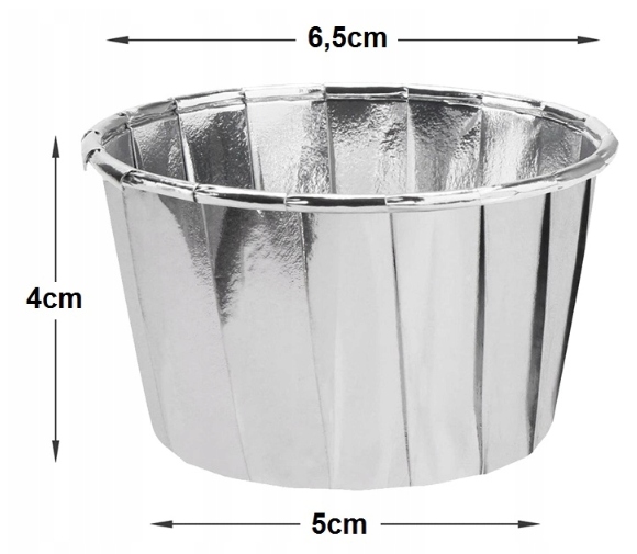 PAPILOTKI FOREMKI do babeczek srebrne 50 szt