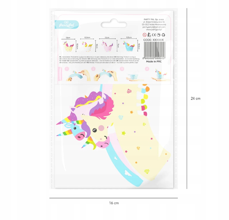 PAPILOTKI OWIJKI do babeczek Jednorożce 8 szt