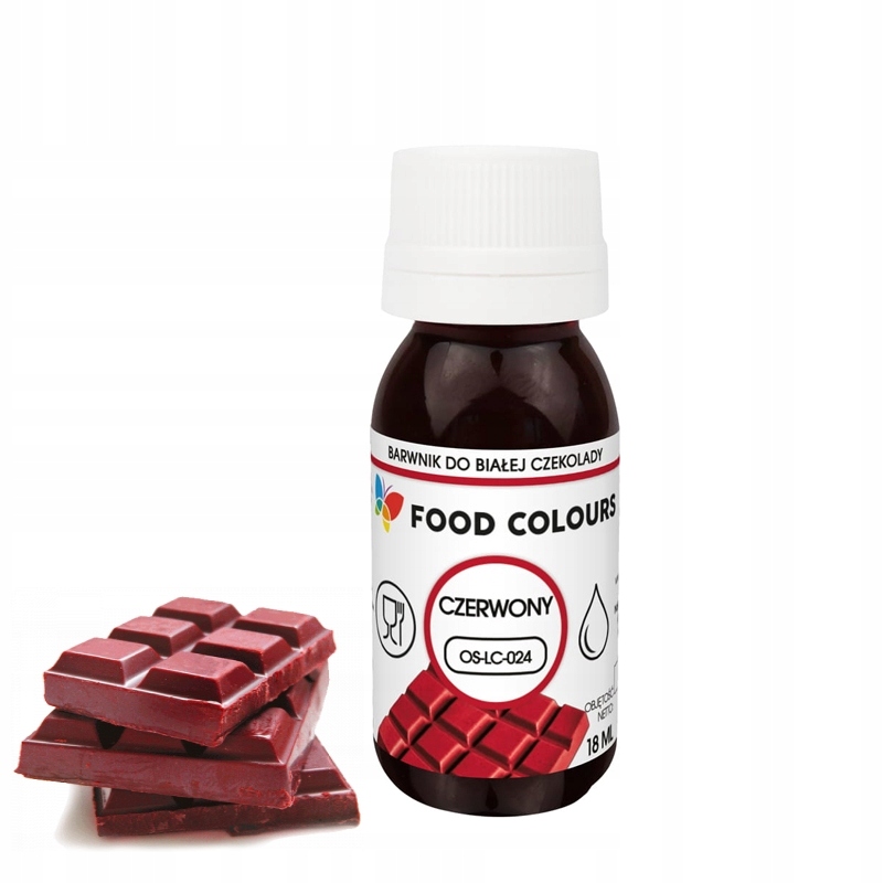 Barwnik Spożywczy Olejowy DO CZEKOLADY i mas tłustych 18ml CZERWONY