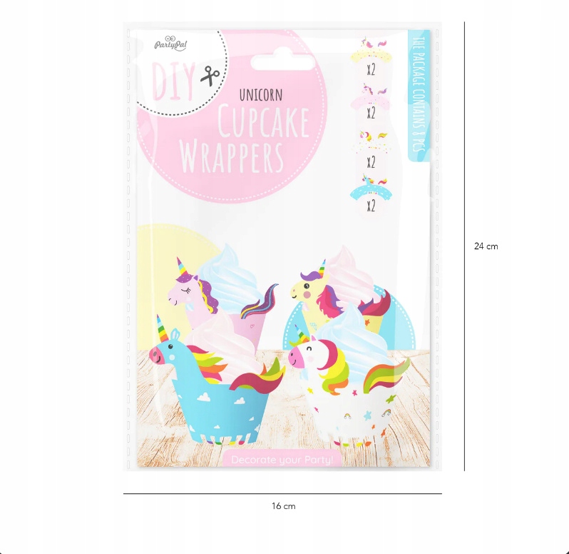 PAPILOTKI OWIJKI do babeczek Jednorożce 8 szt