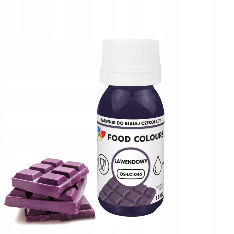 Barwnik Spożywczy Olejowy DO CZEKOLADY i mas tłustych 18ml FIOLETOWY LAWEND