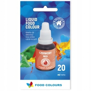 BARWNIK SPOŻYWCZY W PŁYNIE Jadalny Food Colours CZERWONY 20ml
