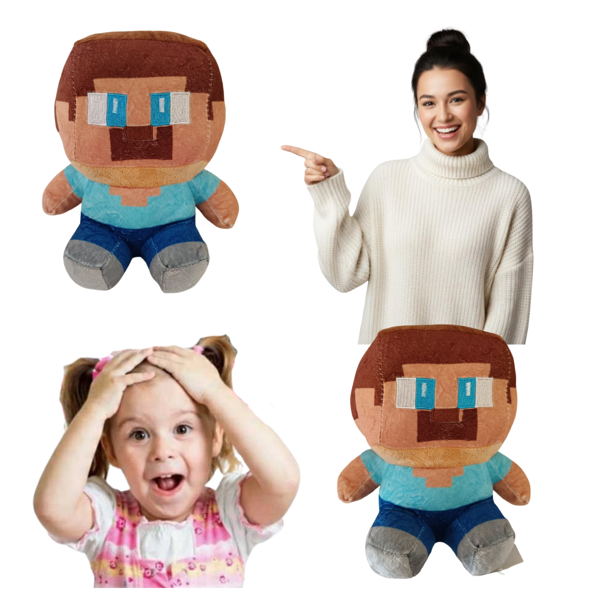 PLUSZOWA MASKOTKA MINECRAFT STEVE DIAMENTOWY 20 CM