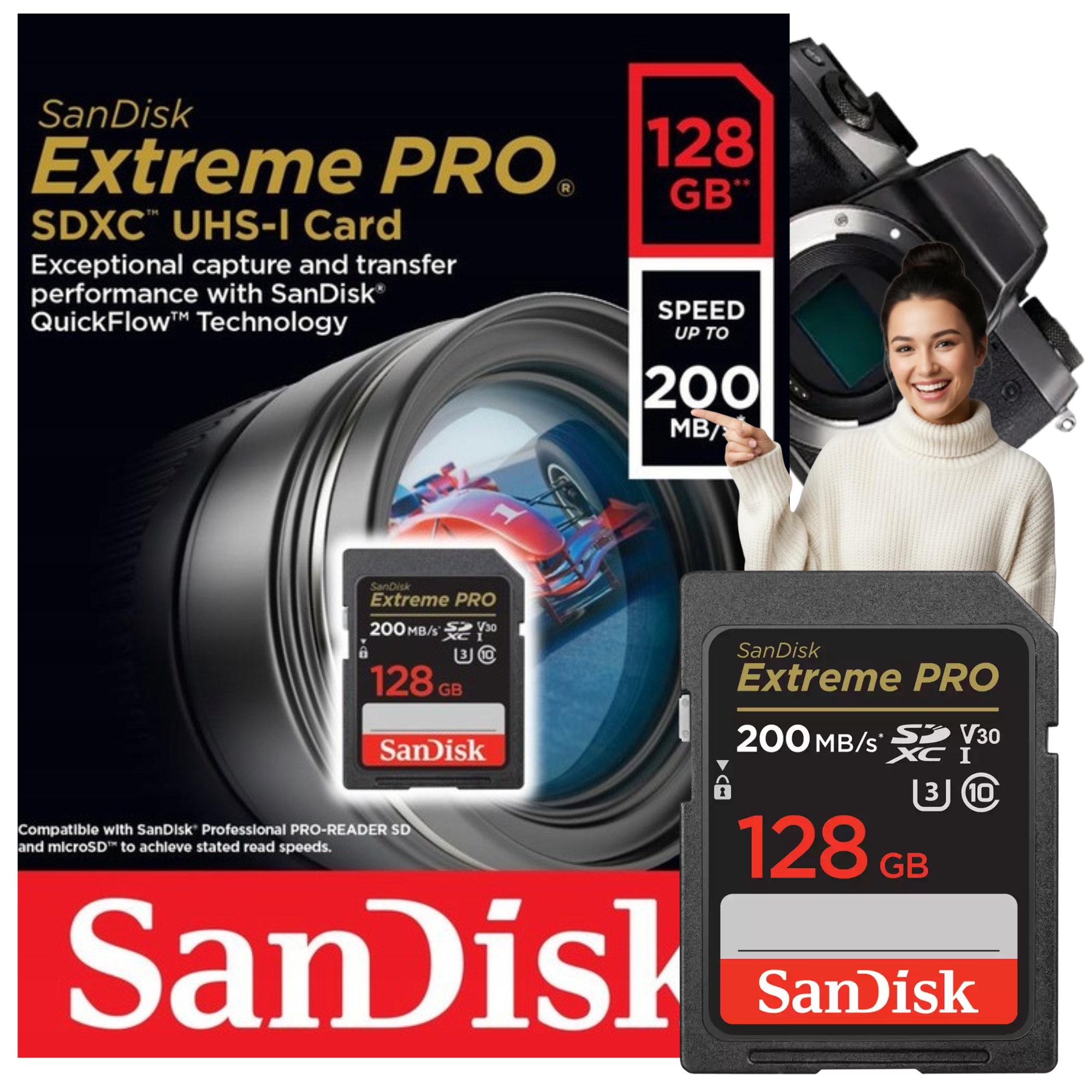 Karta pamięci SANDISK EXTREME PRO 128GB SDXC 200MB/s V30
