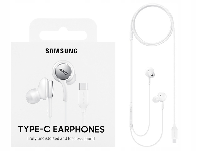Słuchawki przewodowe dokanałowe Samsung AKG Type-C BIAŁE, mega BASS