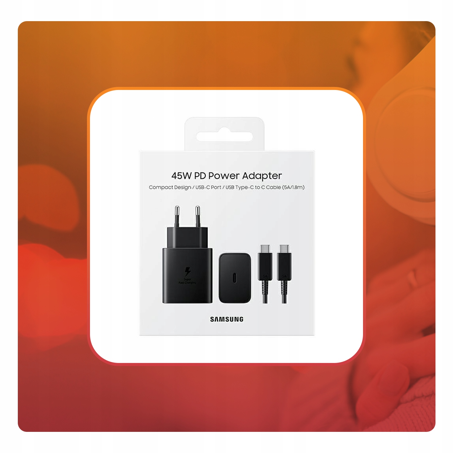 ŁADOWARKA SAMSUNG TA845 45W SZYBKA ORYGINALNA FAST CHARGING CZARNA KABEL USB-C 1m