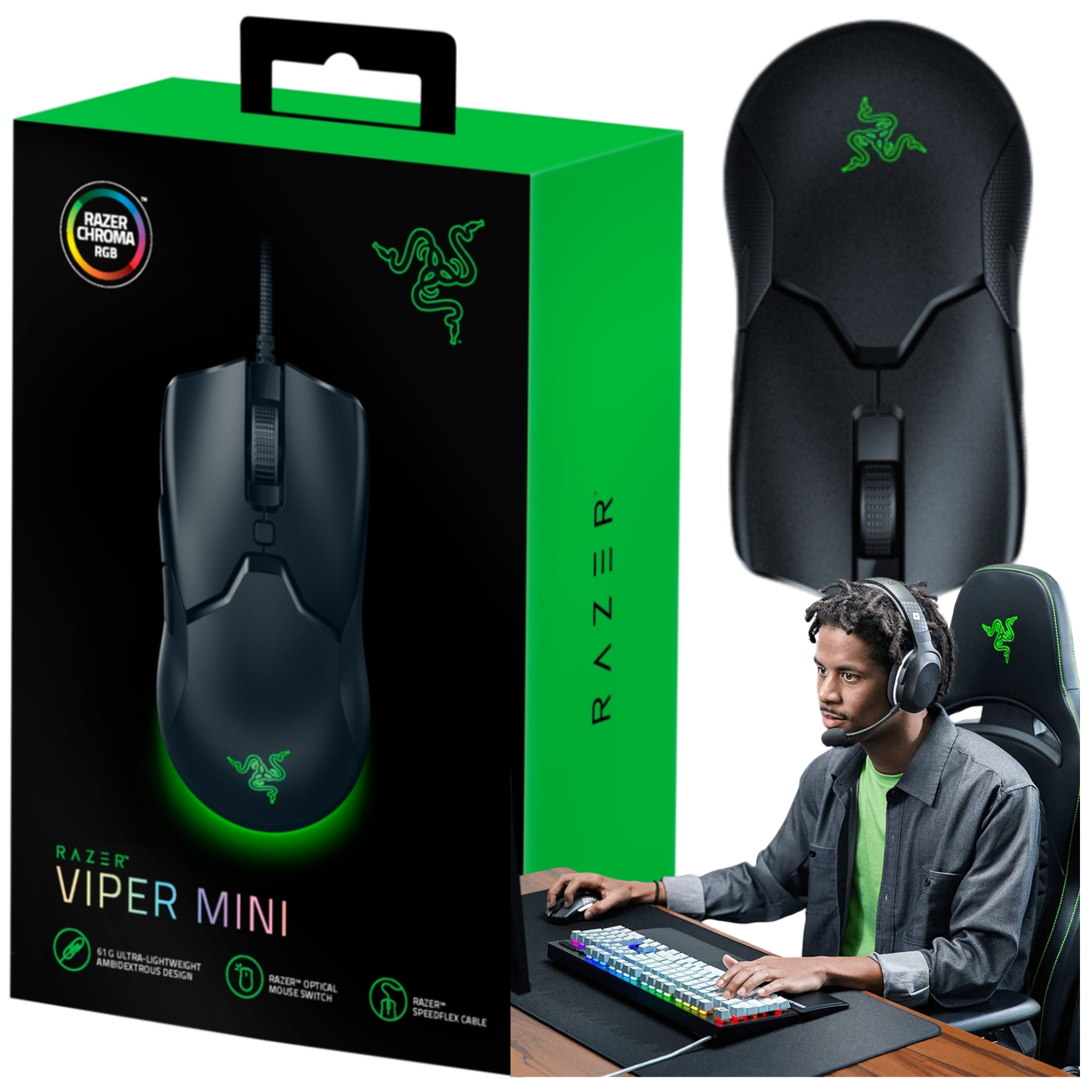 Oryginalna myszka gamingowa Razer Viper Mini Czarna