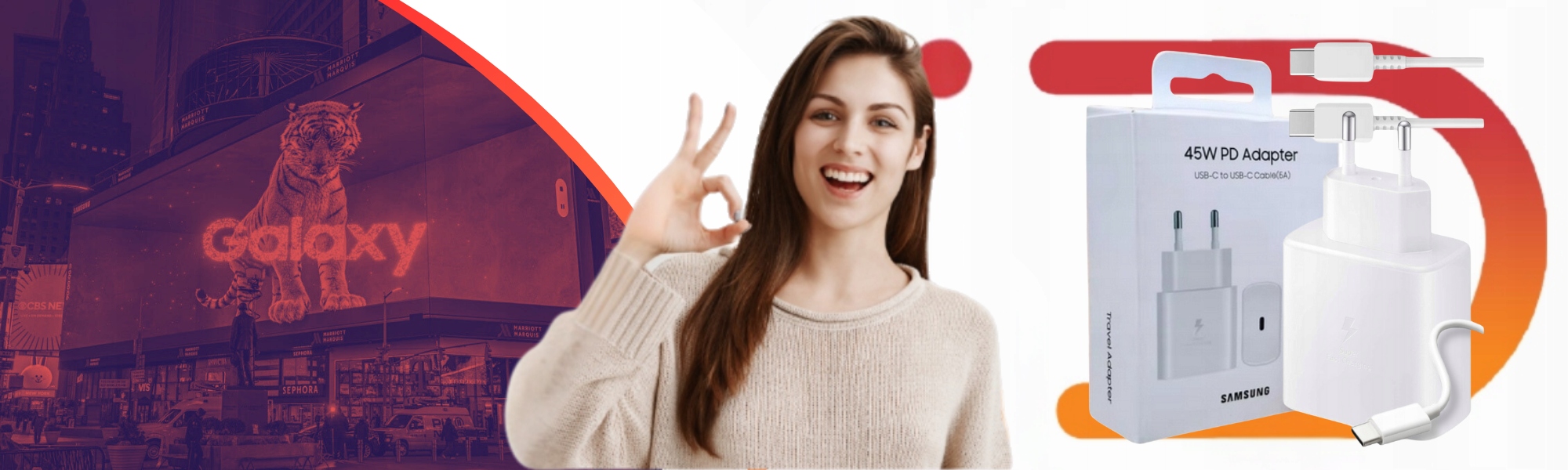 Ładowarka sieciowa Samsung 845 USB typ C 45W + kabel Oryginał BIAŁA Hit