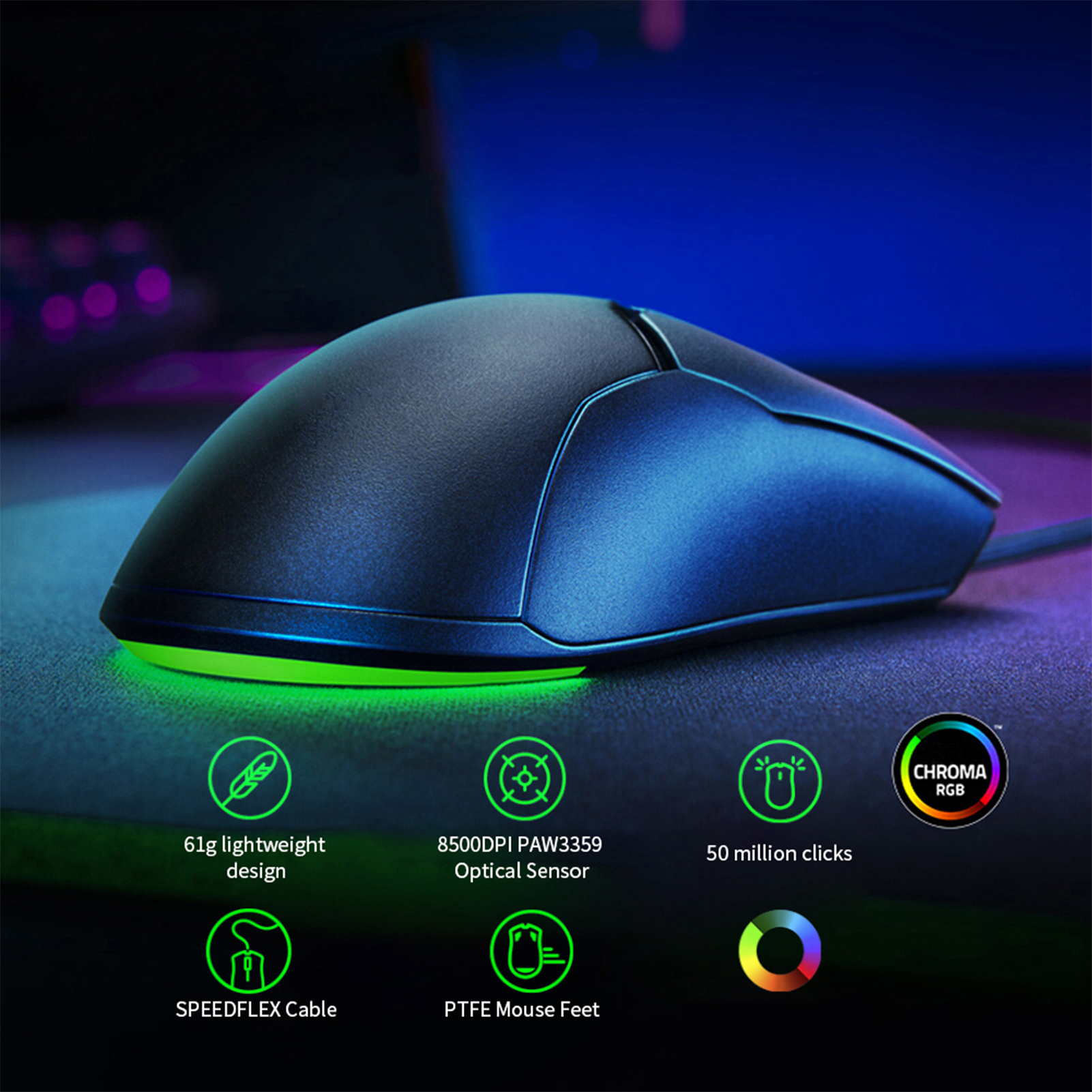 Oryginalna myszka gamingowa Razer Viper Mini Czarna