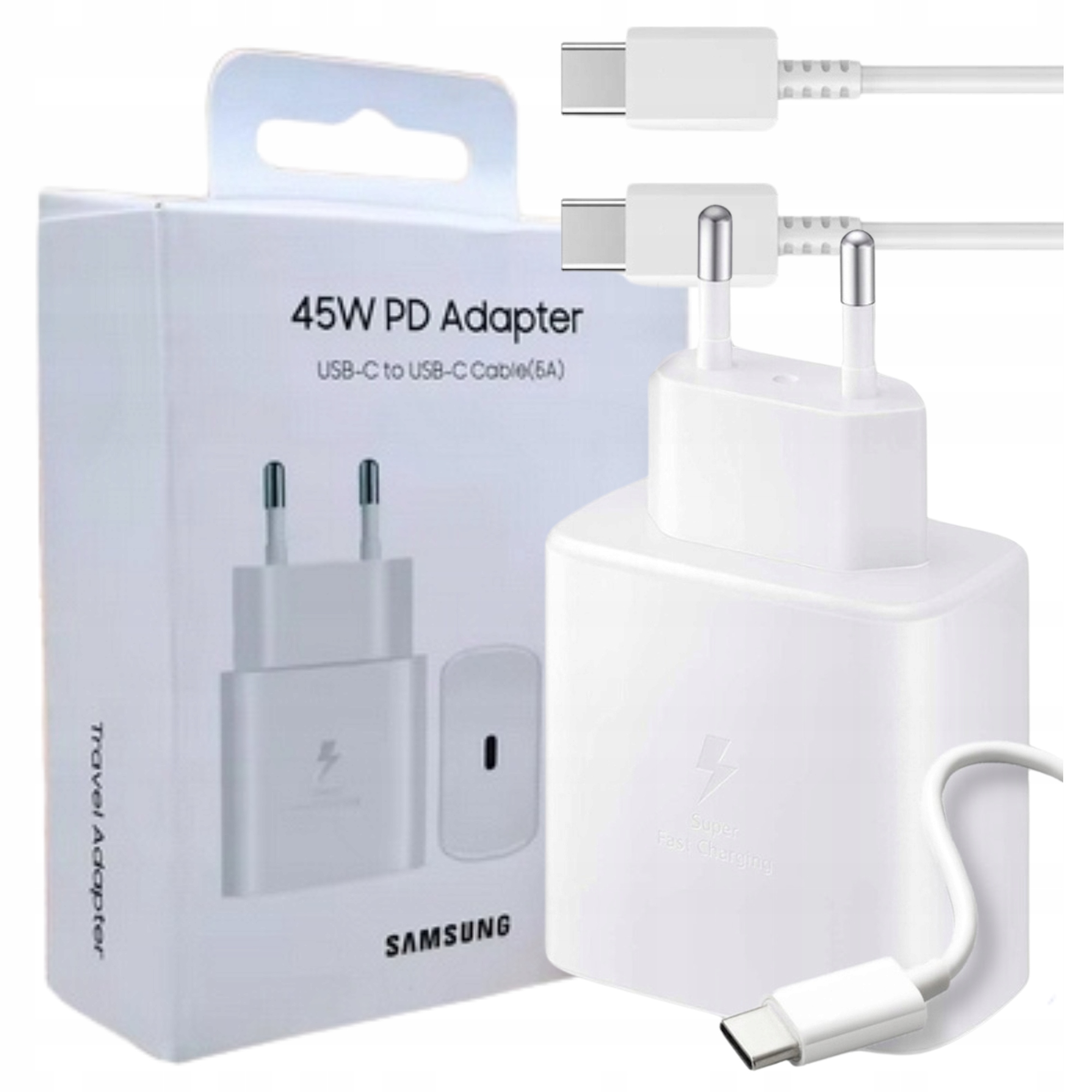 Ładowarka sieciowa Samsung 845 USB typ C 45W + kabel Oryginał BIAŁA Hit