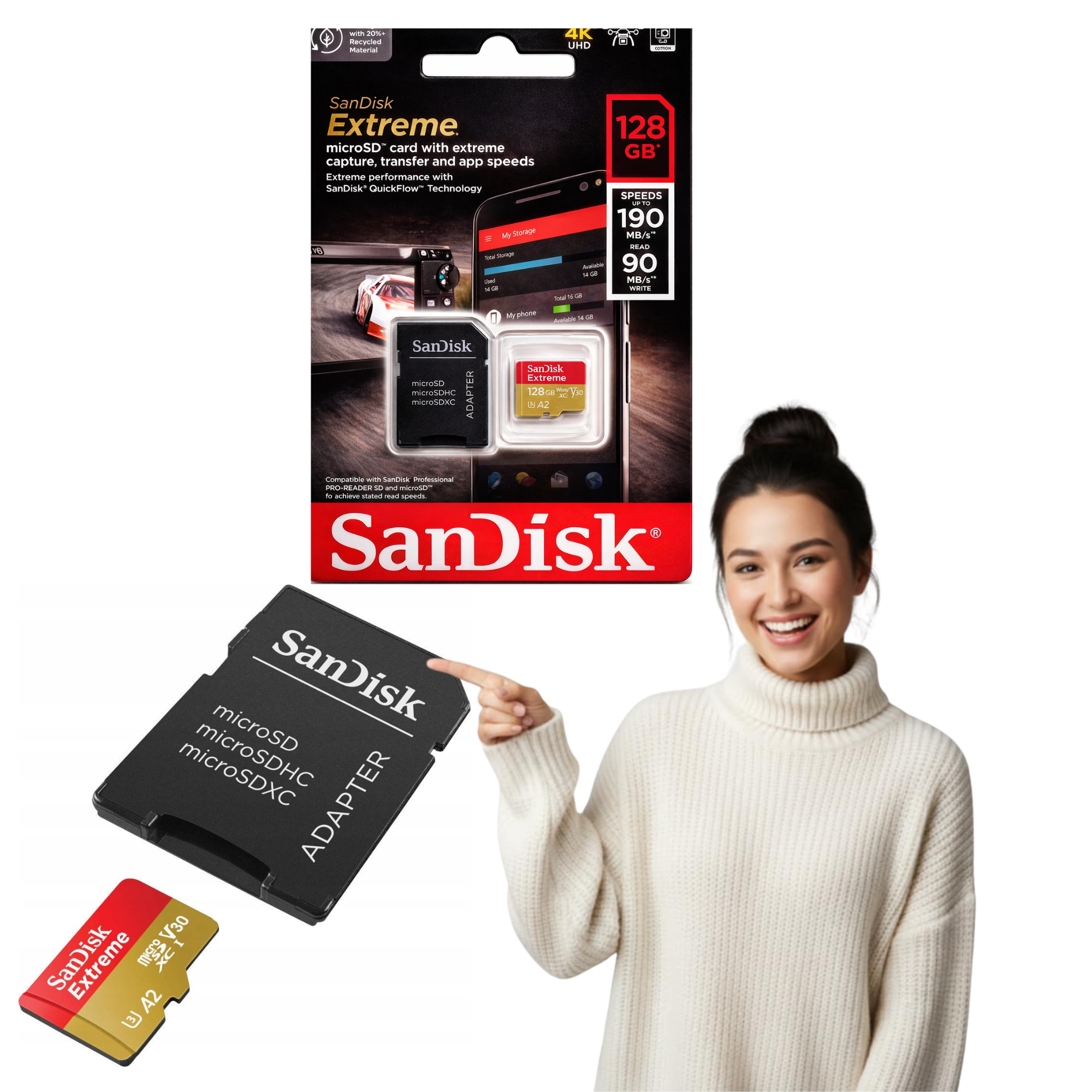 Karta Pamięci SanDisk Extreme 128GB microSD + Adapter SD
