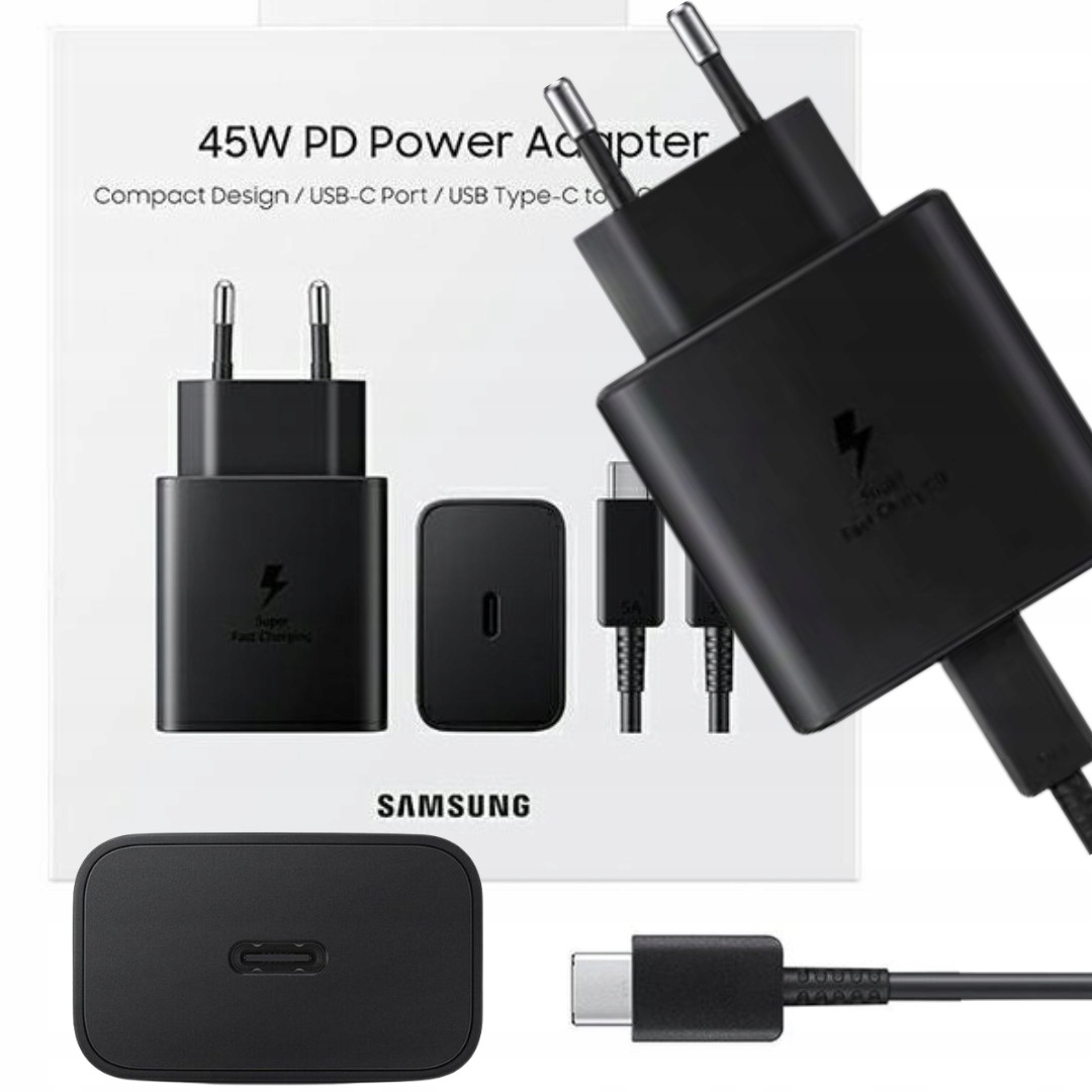 ŁADOWARKA SAMSUNG TA845 45W SZYBKA ORYGINALNA FAST CHARGING CZARNA KABEL USB-C 1m