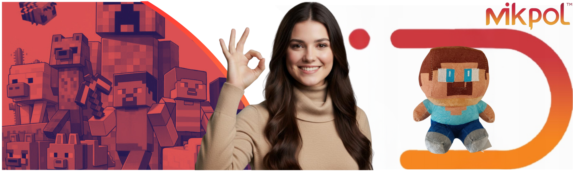 PLUSZOWA MASKOTKA MINECRAFT STEVE DIAMENTOWY 20 CM