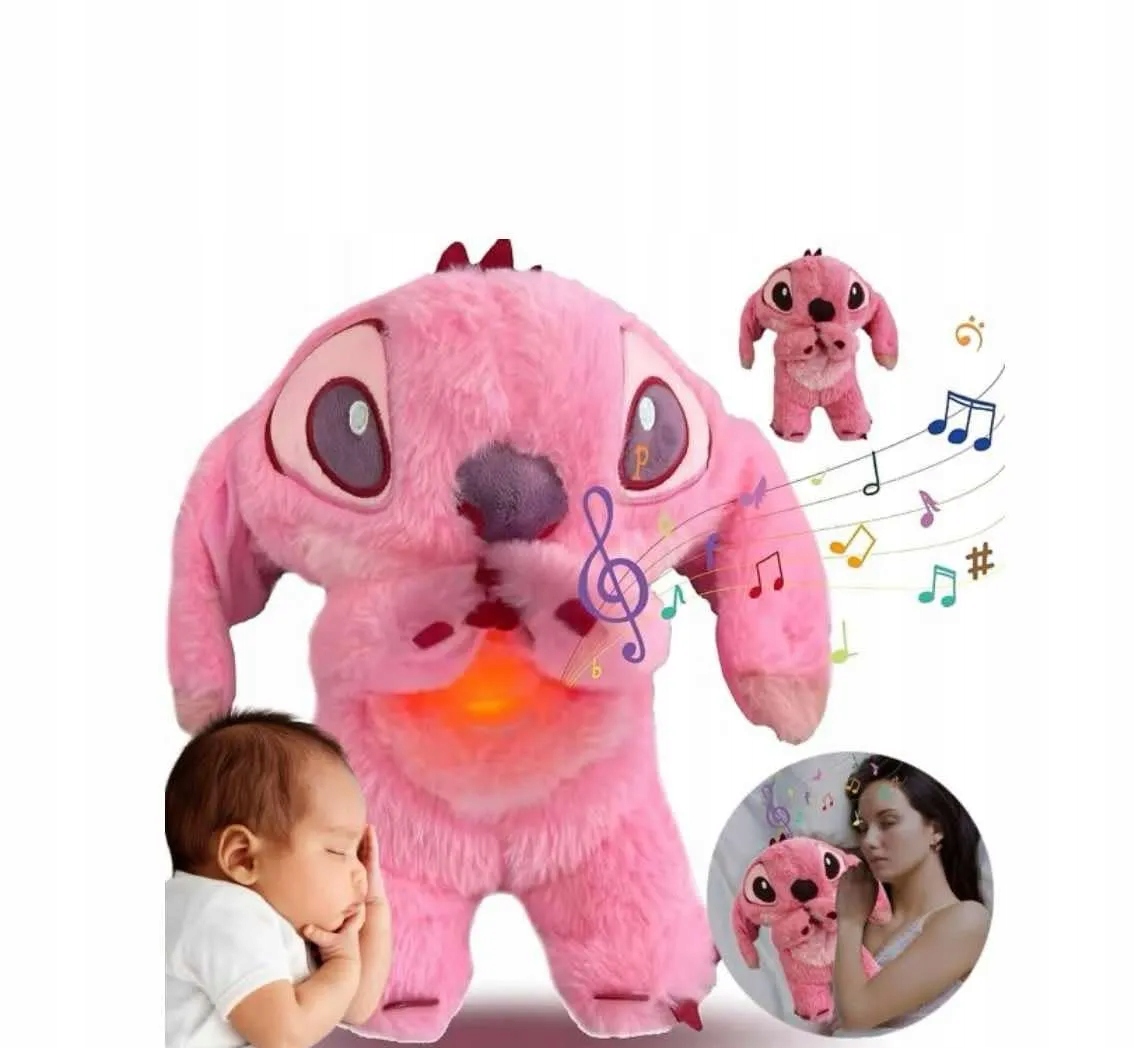 Stitch Różowy -Miś Oddychający,Uspokajający