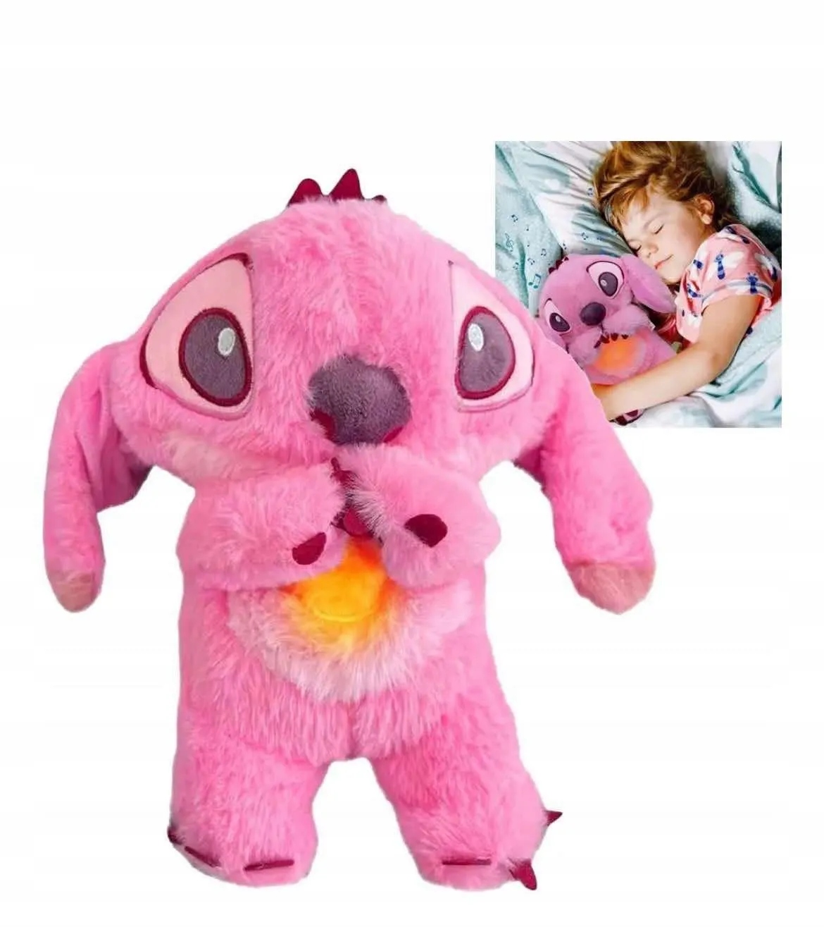 Stitch Różowy -Miś Oddychający,Uspokajający