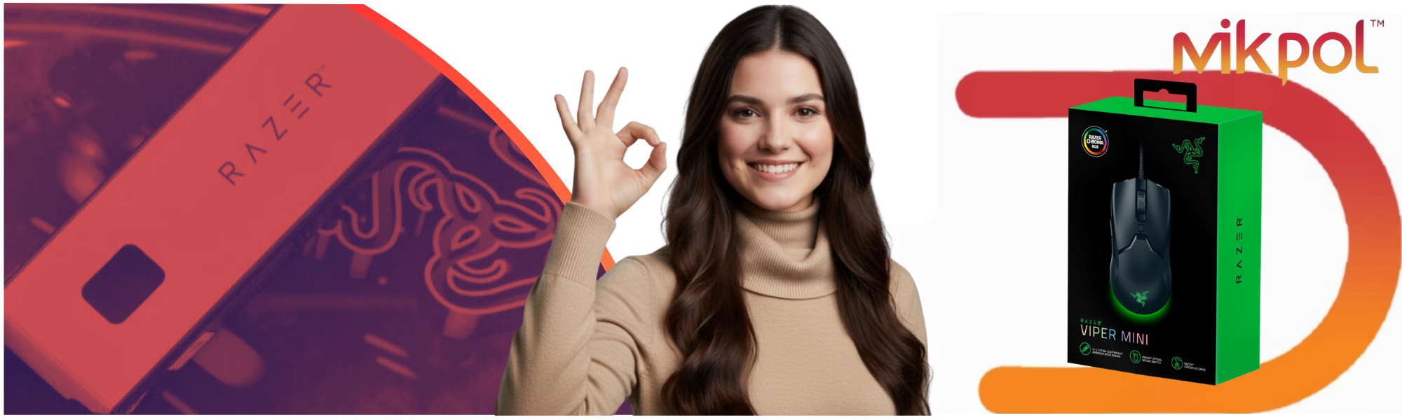 Oryginalna myszka gamingowa Razer Viper Mini Czarna