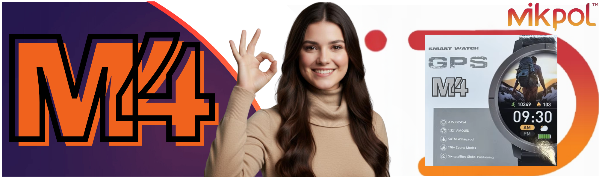 SMARTWATCH Premium Gold M4 PL Menu AMOLED Hit