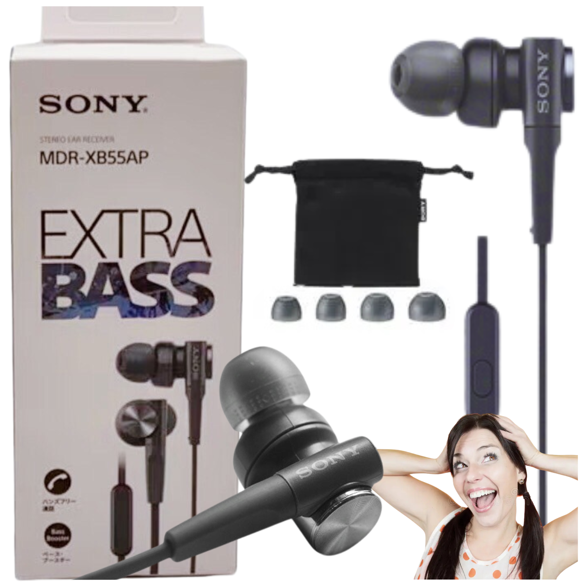 ORYGINALNE SŁUCHAWKI PRZEWODOWE SONY MDR-XB55AP EXTRA BASS