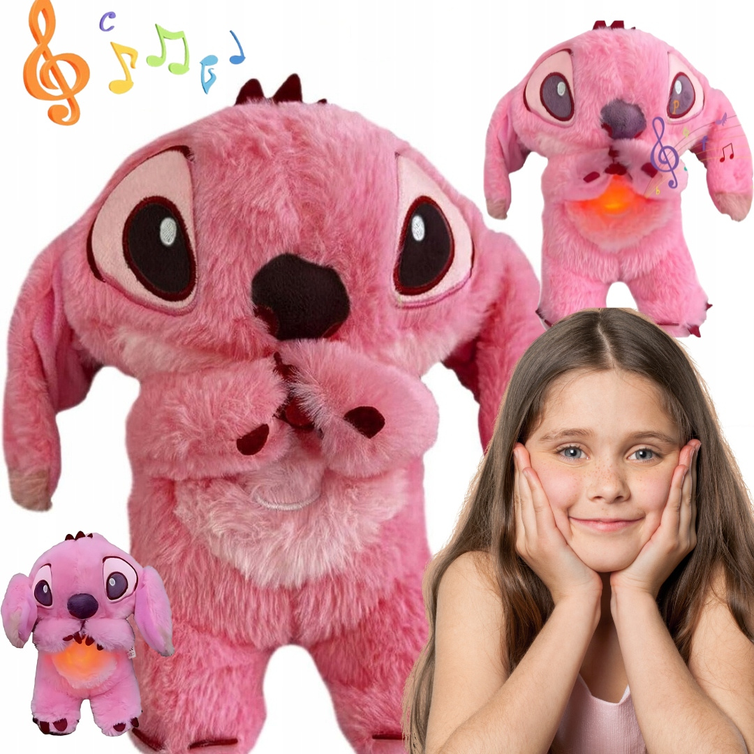 Stitch Różowy -Miś Oddychający,Uspokajający