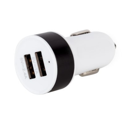 ŁADOWARKA SAMOCHODOWA BIAŁA 2xUSB 2.1A 1A