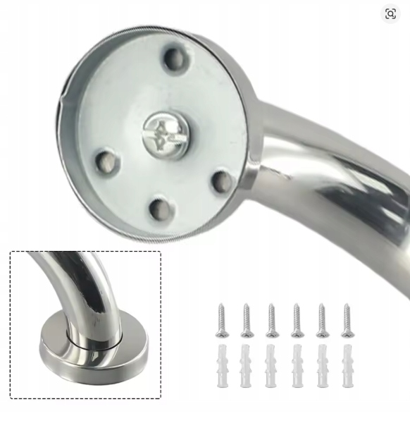 Uchwyt łazienkowy INOX 20 cm – poręcz z zestawem montażowym