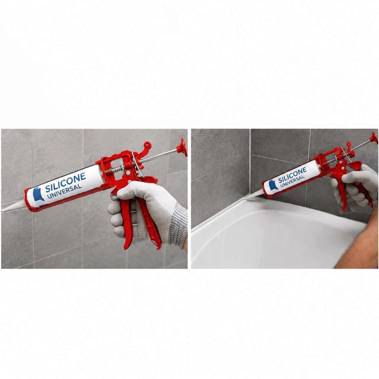 Pistolet do silikonu, akrylu i kleju 300–310 ml – czerwony