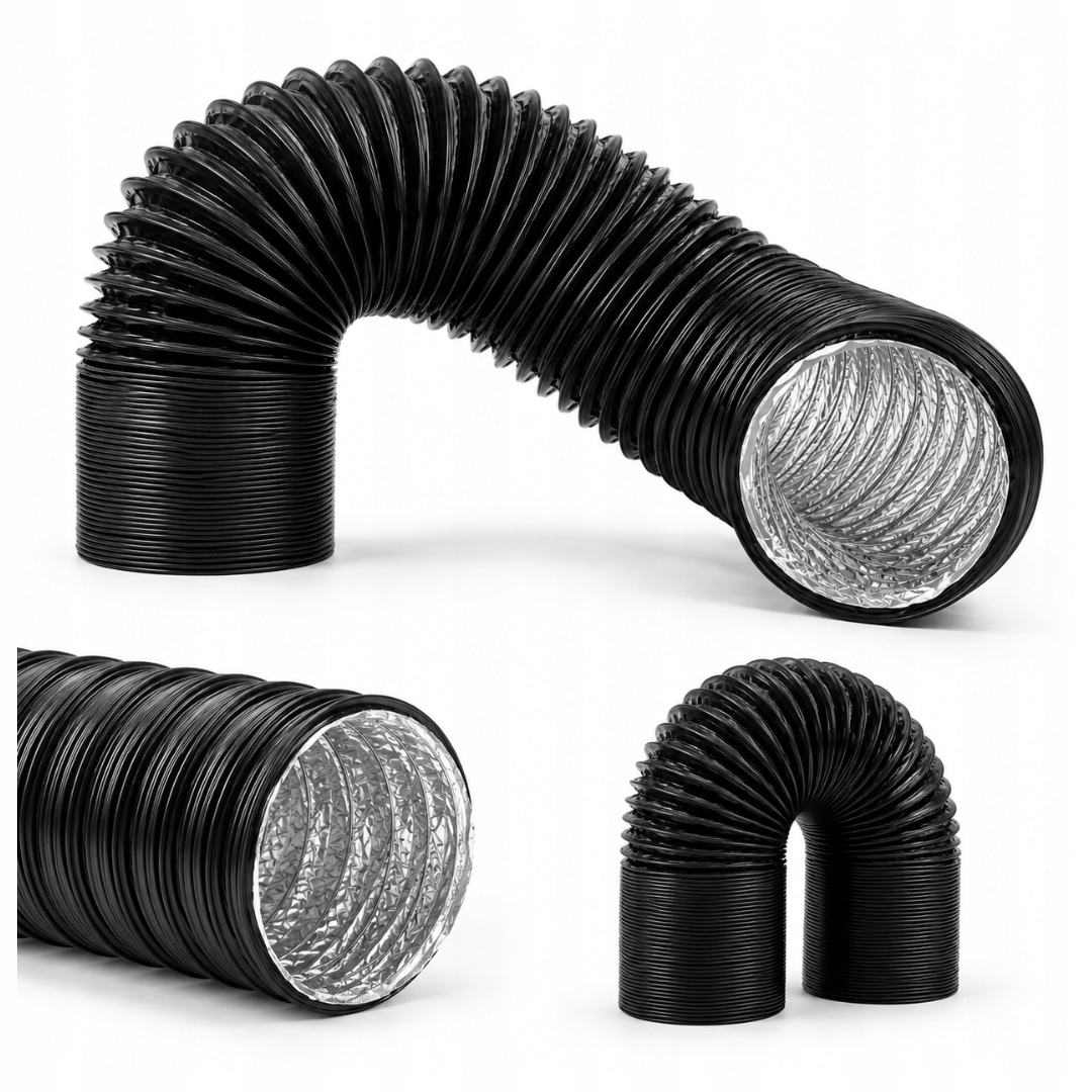 Rura wentylacyjna elastyczna 10 m, czarna, 100 mm, aluminium/PVC
