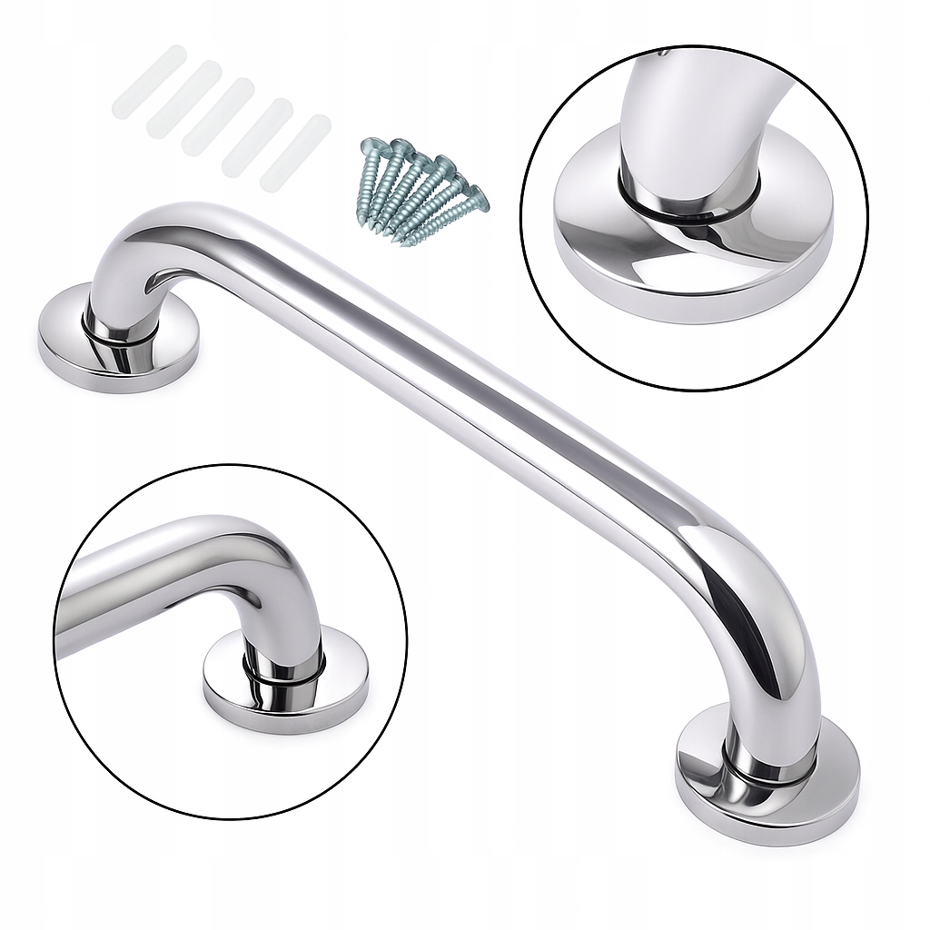 Uchwyt łazienkowy INOX 20 cm – poręcz z zestawem montażowym