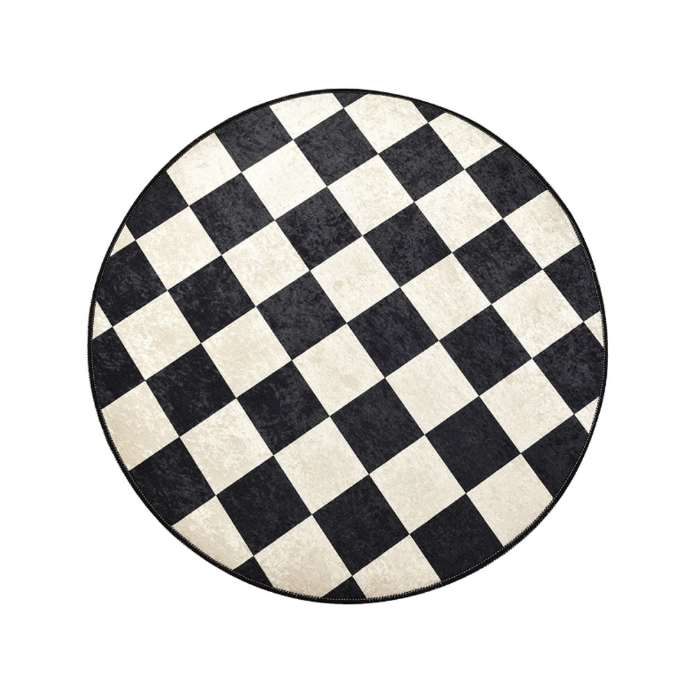 Dywan okrągły Foreduly średnica 140 cm beżowo-czarny - zdjęcie 1