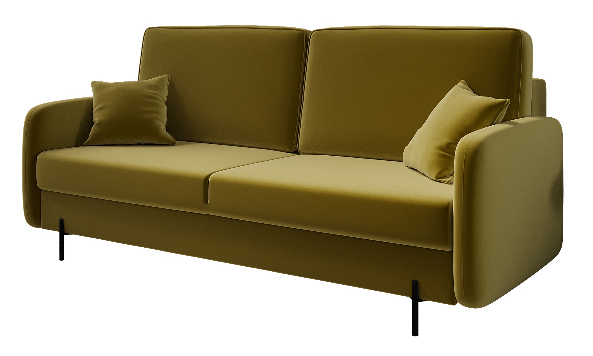 Kanapa rozkładana trzyosobowa Solferina z pojemnikiem oliwkowa welur - zdjęcie 1