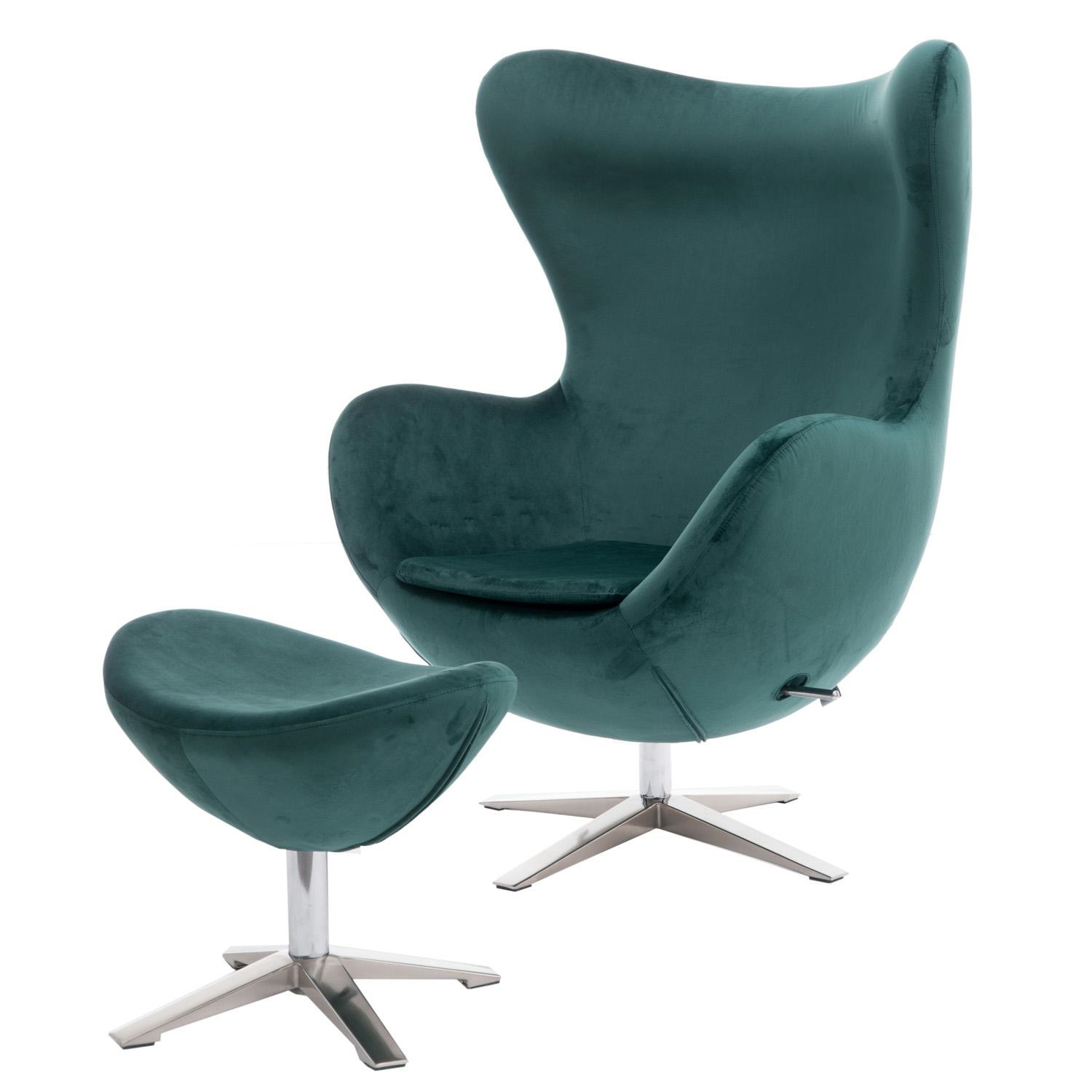 Fotel Jajo Velvet z podnóżkiem butelkowa zieleń