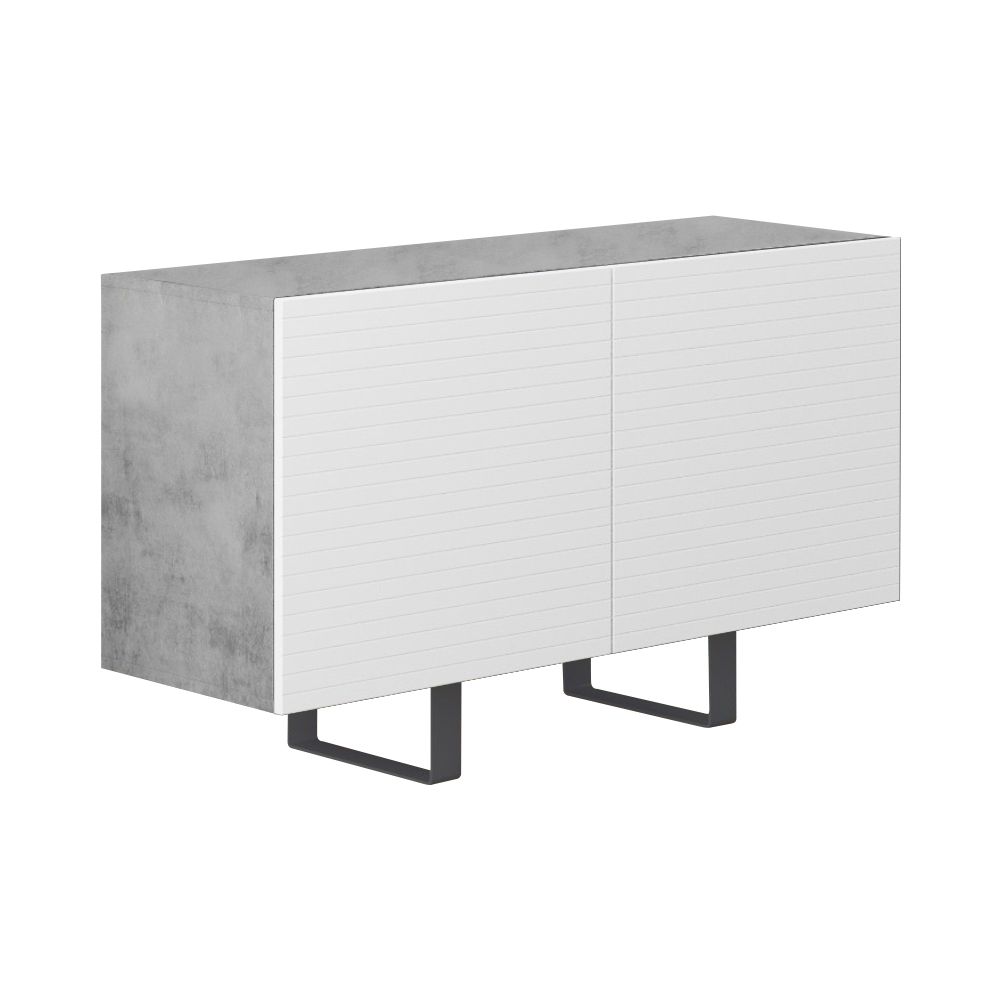 Włoska komoda dwudrzwiowa Gondil 110 cm z przetworzonych butelek PET Beton/Biały