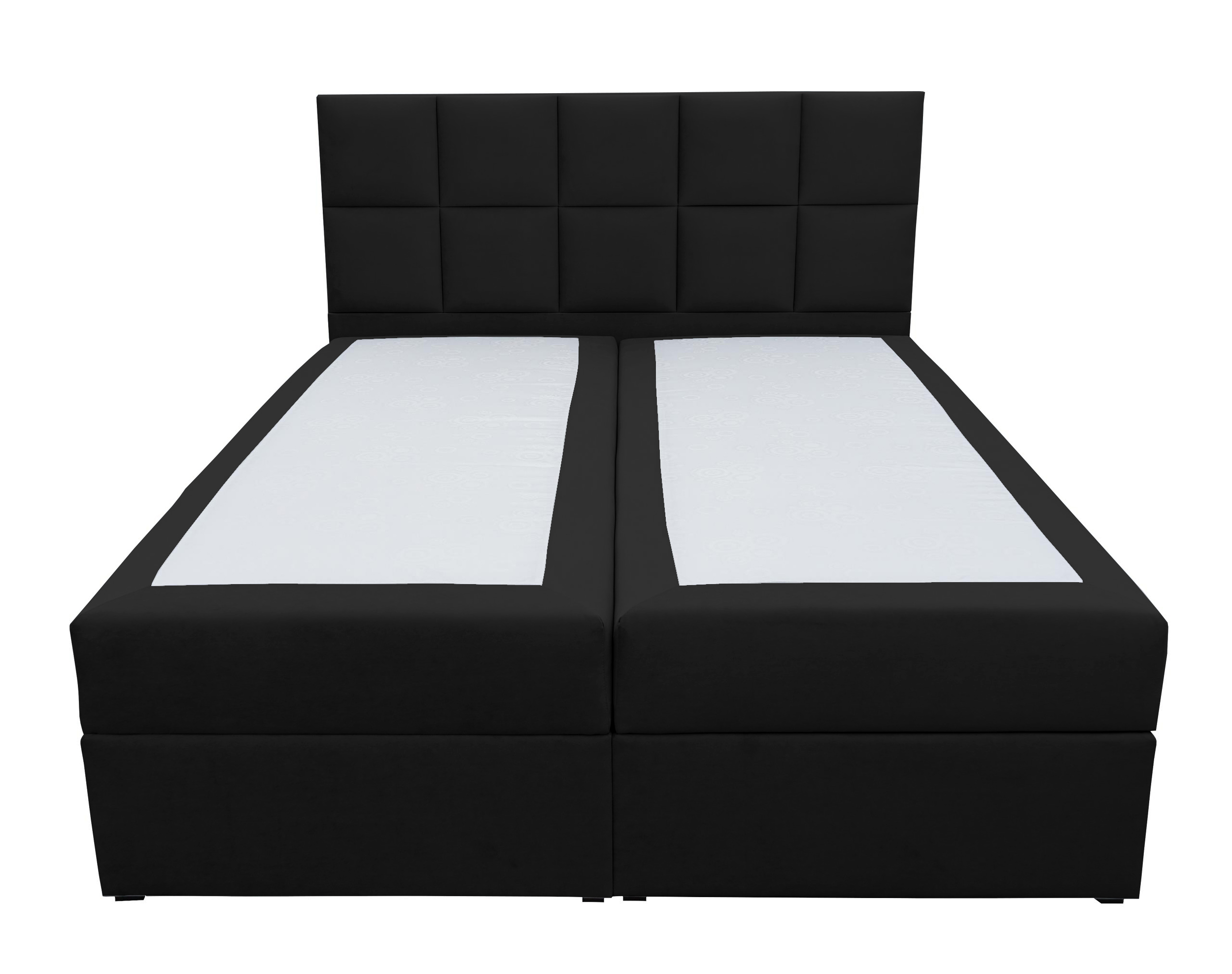 Łóżko kontynentalne  140x200 cm Capelio z pojemnikami i materacami bonellowymi czarne welur hydrofobowy - zdjęcie 1