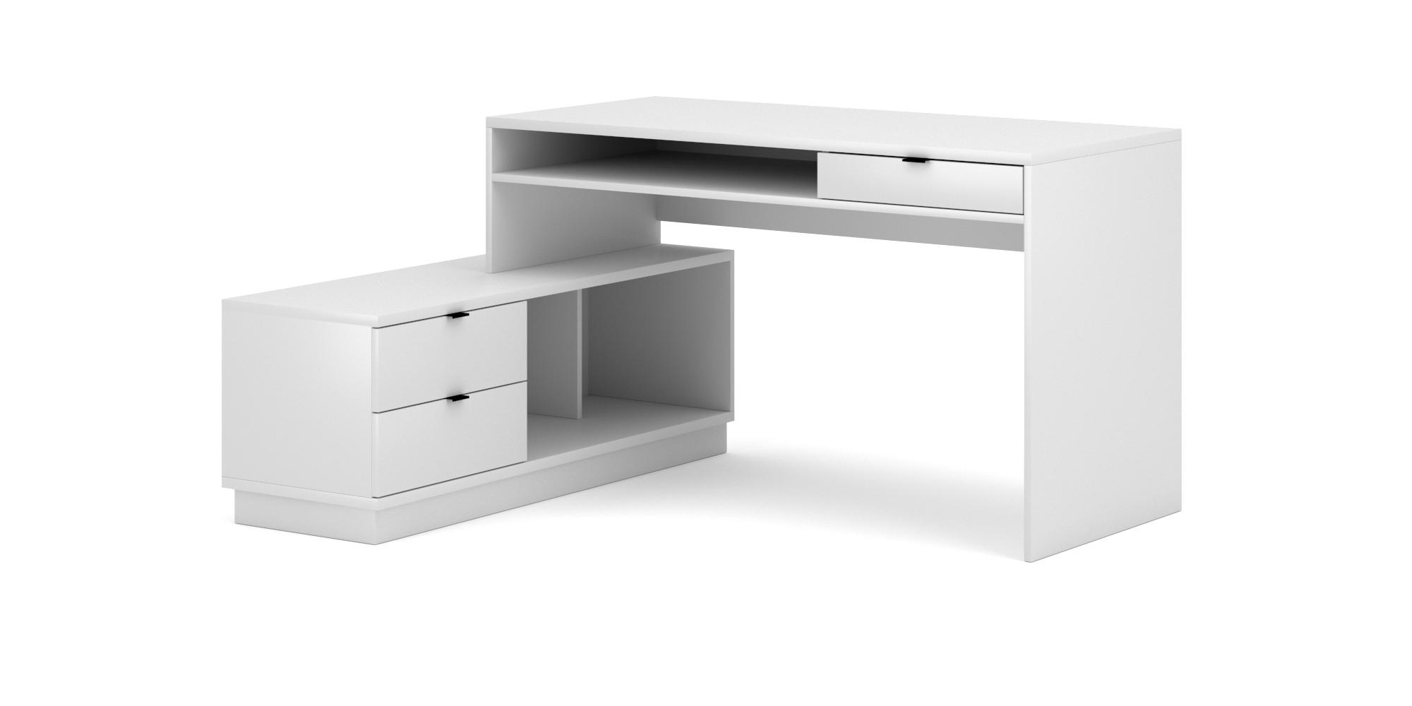 Biurko narożne Towil 130x60 cm z komodą białe - zdjęcie 1