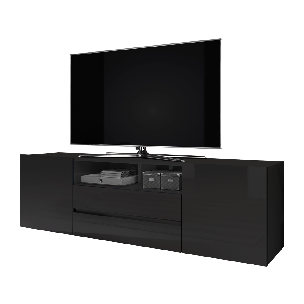 Szafka RTV Bros Czarny mat / Czarny połysk