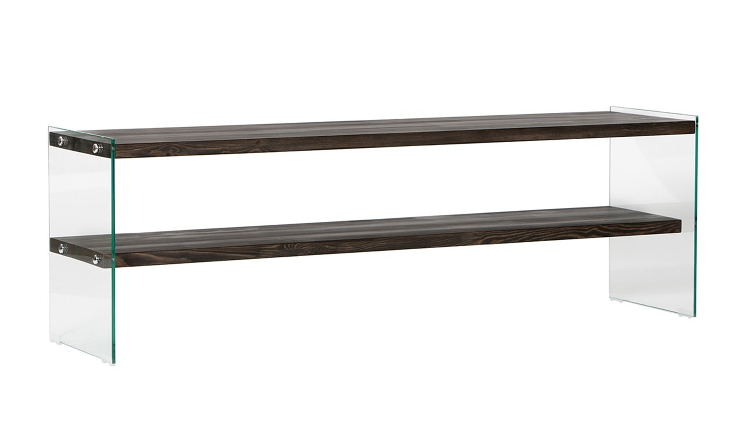 Szafka RTV Nariess ciemnobrązowe drewno ze szklanymi bokami - zdjęcie 1