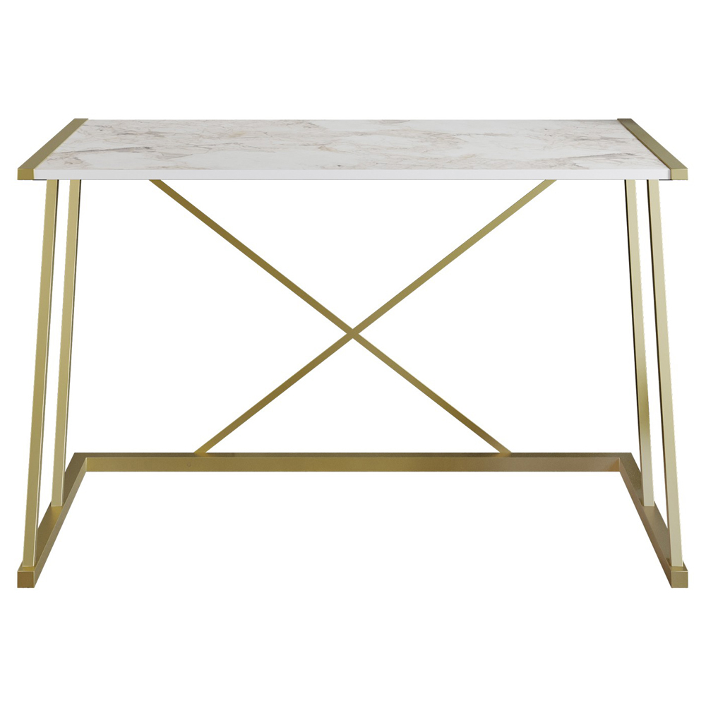 Biurko glamour Enami 120x60 cm na złotym stelażu - zdjęcie 1