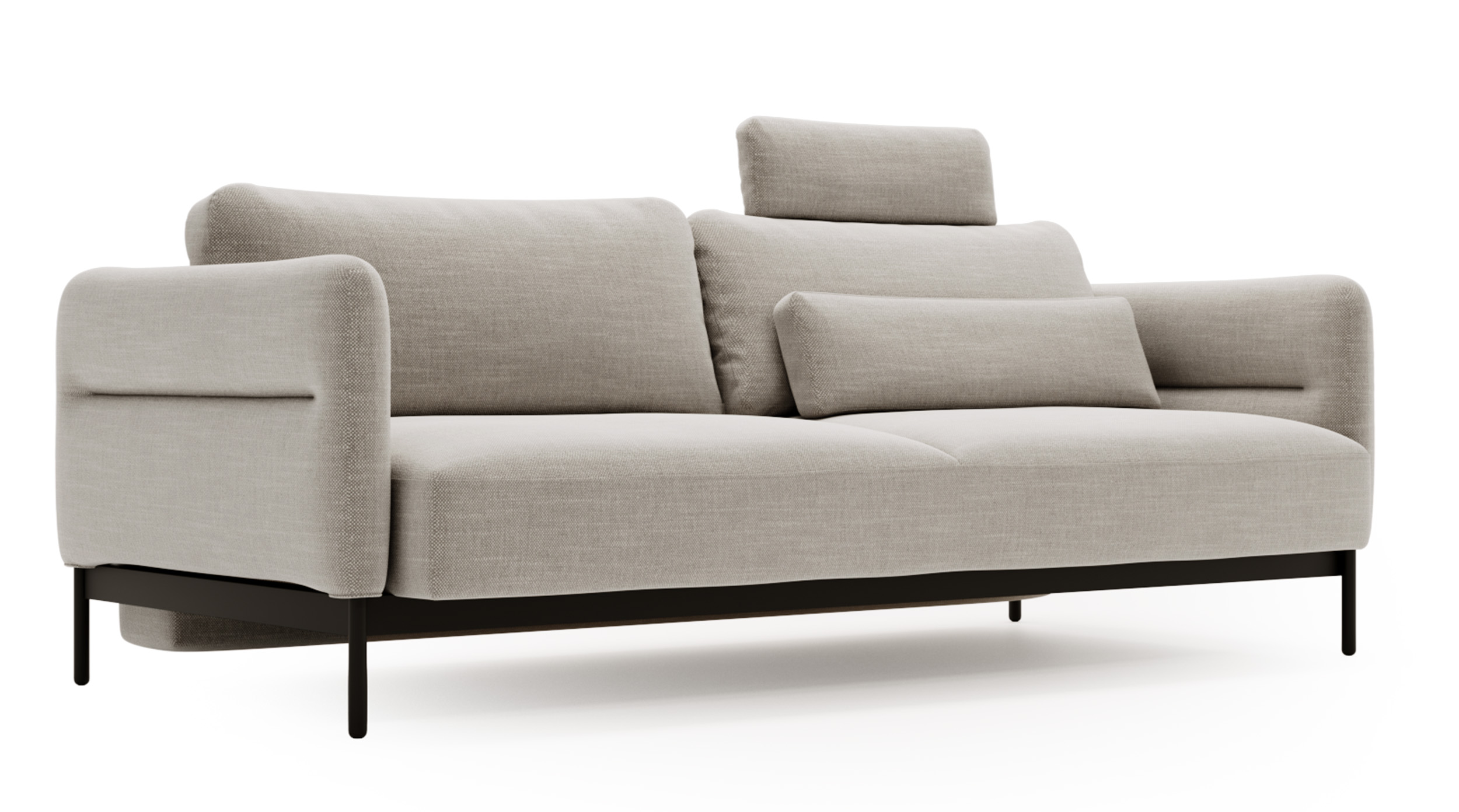 Kanapa rozkładana trzyosobowa Solianero jasnoszara plecionka - zdjęcie 1