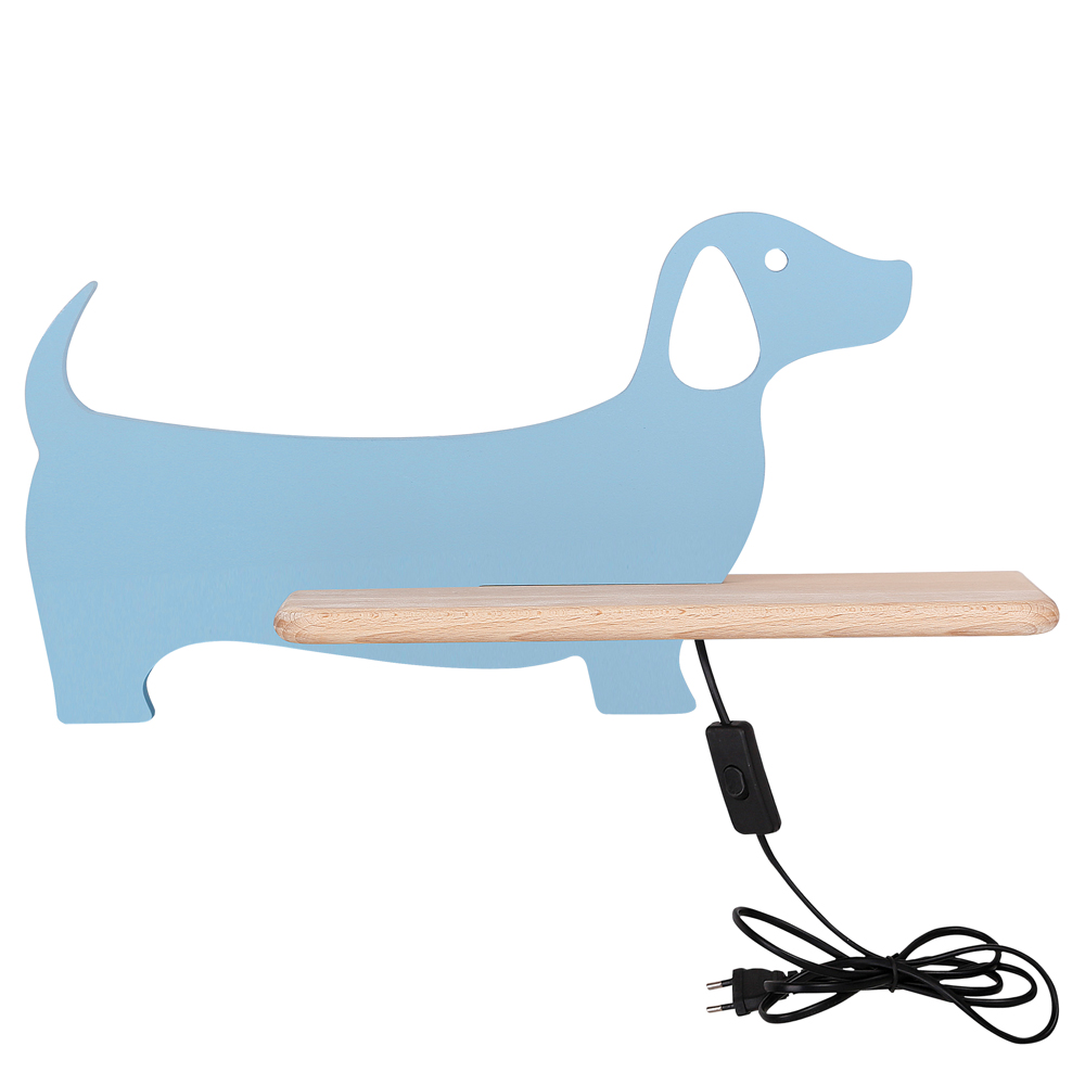 Kinkiet ścienny do pokoju dziecięcego Dreamie piesek z przewodem niebieski - zdjęcie 1