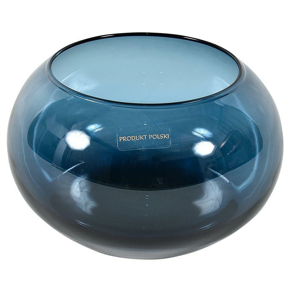 Wazon szklany Primten kula niebieski wysokość 14 cm - zdjęcie 1