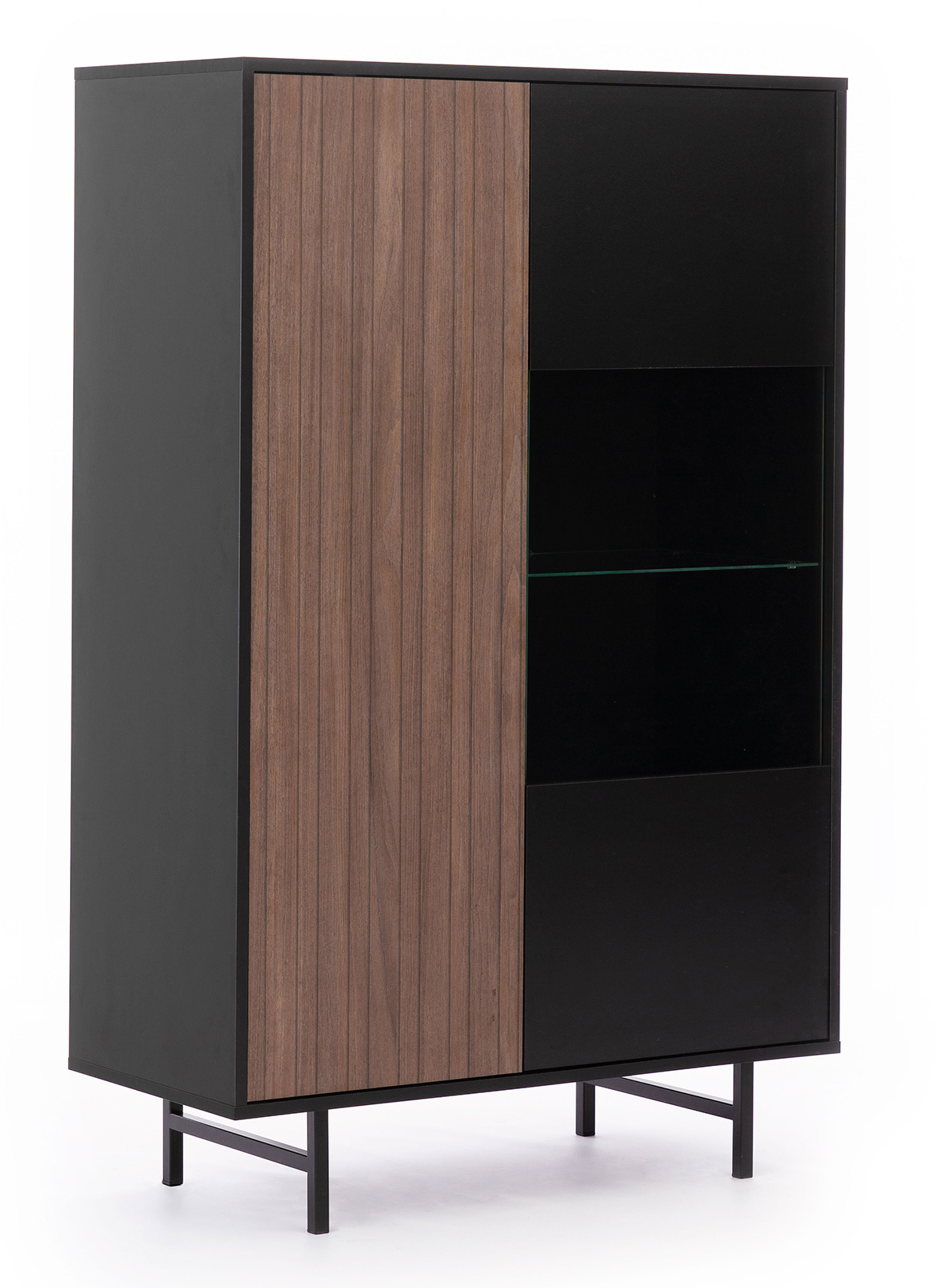 Witryna dwudrzwiowa Elrrin 90 cm niska czarna/captains deck - zdjęcie 1